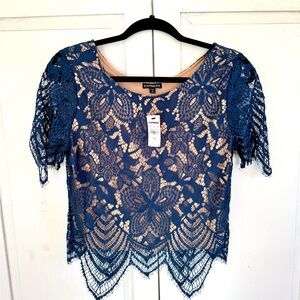 Express Blue Lace Women's Top